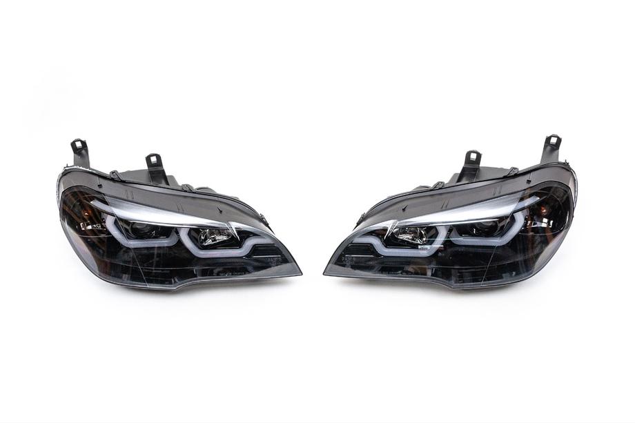 BMW X5 E70 2007-2013 Phares avant avec éclairage LED (2 pcs, fumés) Photo 3