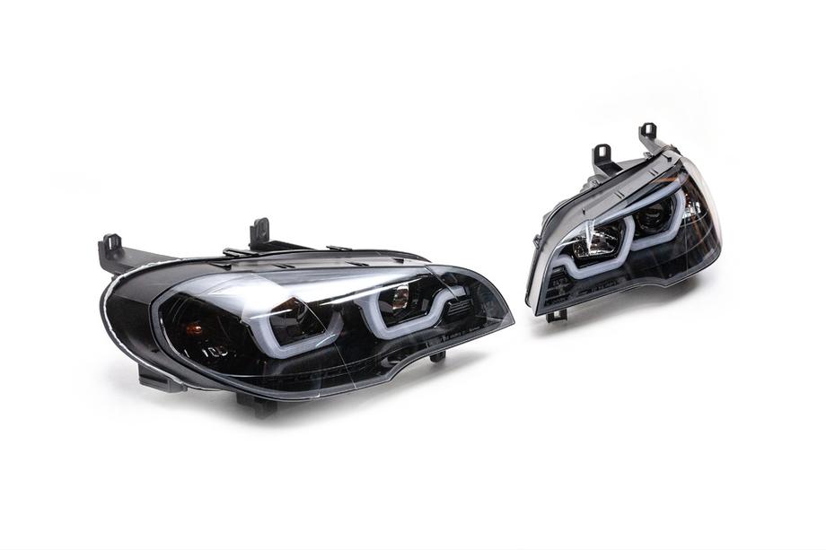 BMW X5 E70 2007-2013 Phares avant avec éclairage LED (2 pcs, fumés) Photo 4