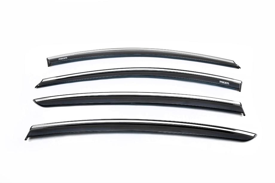 Renault Fluence 2009-2016 Déflecteurs de vitres avec chrome (4 pcs, Niken Chrome) Photo 2
