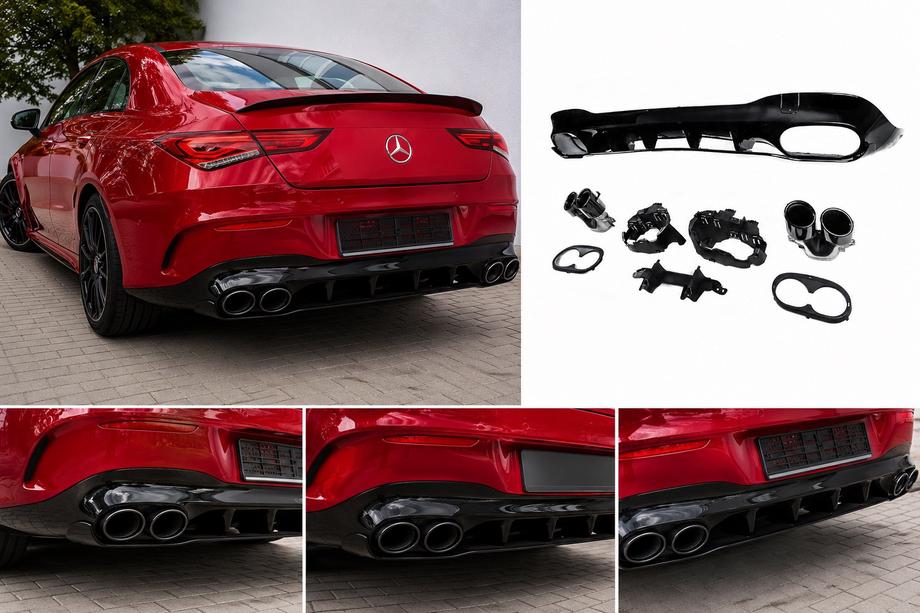 Mercedes CLA C118 2019- Diffuseur arrière avec sorties d'échappement (design CLA45) Image