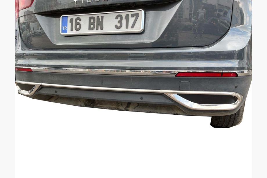 Volkswagen Tiguan 2016-2023 Caches imitation sorties d'echappement 2020+ (3 pcs, inox) Carmos - Acier Inoxydable Turc Photo 3