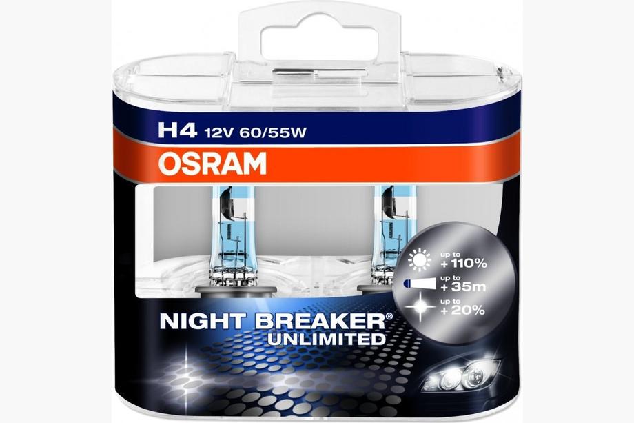 Ampoule de phare Osram H4 60/55W Night Breaker Unlimited +110% 64193NBU Image