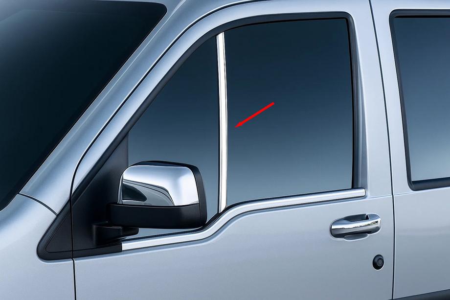 Ford Connect 2002–2006 Moulures verticales en inox pour vitre de custode (2 pcs) Carmos - Acier Inoxydable Turc Image