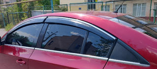 Chevrolet Cruze 2009–2015 Déflecteurs de Vitres avec Moulure Chromée (4 pcs, Sunplex Chrome) photo 2