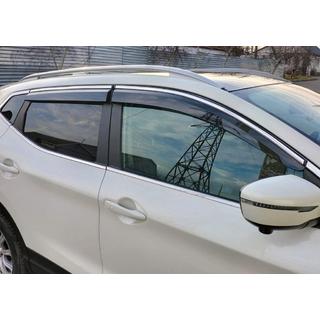 Déflecteurs de Vitres avec Moulure Chromée (4 pcs, Sunplex Chrome) Nissan Qashqai 2014-2021 photo 2