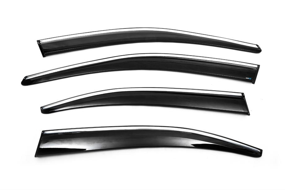 Skoda Octavia III A7 2013-2019 Déflecteurs de Vitres avec Moulure Chromée Liftback (4 pcs, Sunplex Chrome) Image