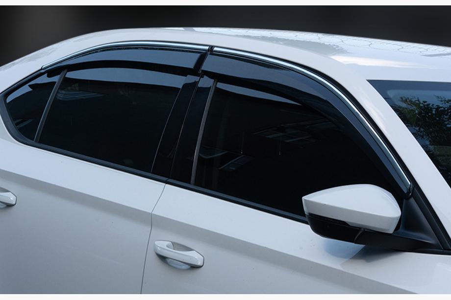 Skoda Superb 2015-2024 Déflecteurs de Vitres avec Moulure Chromée SD (4 pcs, Sunplex Chrome) Image