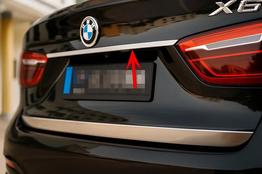 BMW X6 F16 2014-2019 Baguette chromée au-dessus de la plaque d'immatriculation Image