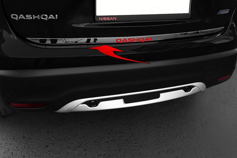 Nissan Qashqai 2014-2021 Baguette de coffre avec inscription (Libao, inox) Image