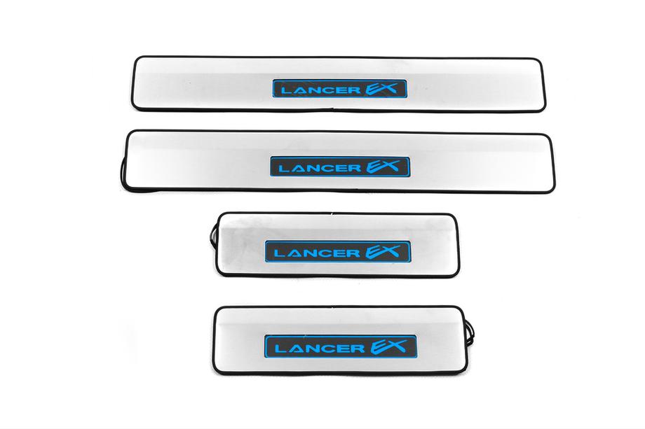 Mitsubishi Lancer X 2008- Seuils de porte inox (Libao Led, 4 pcs, acier inoxydable) Image