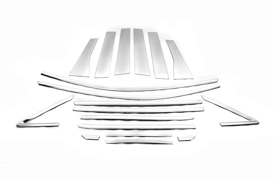 Ford Kuga/Escape 2013-2019 Kit complet d'encadrements de vitres Libao (18 pièces, inox) Image