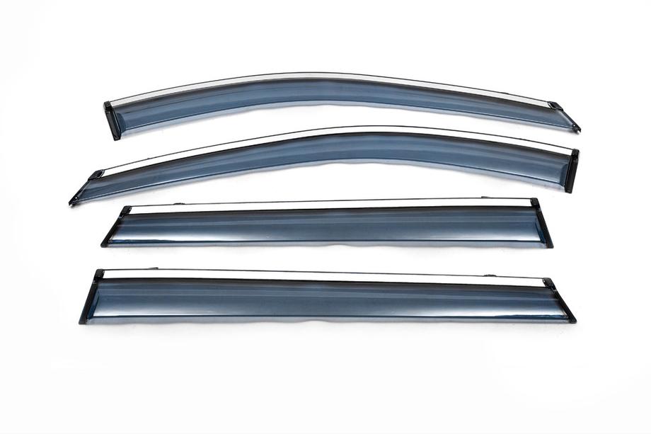 Nissan X-trail T32/Rogue 2014-2021 Déflecteurs de vitres avec moulure chromée (4 pcs, BK) Photo 2