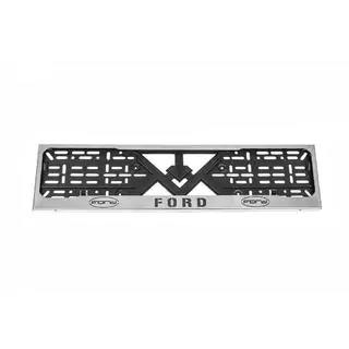 Cadre de plaque d'immatriculation chromé Ford (1 pc, acier inoxydable) photo 1