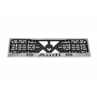 Cadre de plaque d'immatriculation chromé Audi (1 pc, acier inoxydable) photo 3