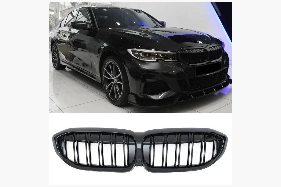 BMW 3 Series G20/G21 2018- Grilles de calandre M-Look V2 (2018-2022, Noir Brillant) Sans emplacement pour caméra Photo 2