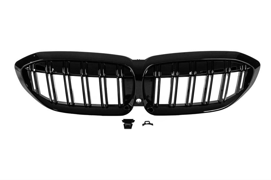 BMW 3 Series G20/G21 2018- Grilles de calandre M-Look V2 (2018-2022, Noir Brillant) Sans emplacement pour caméra Photo 6