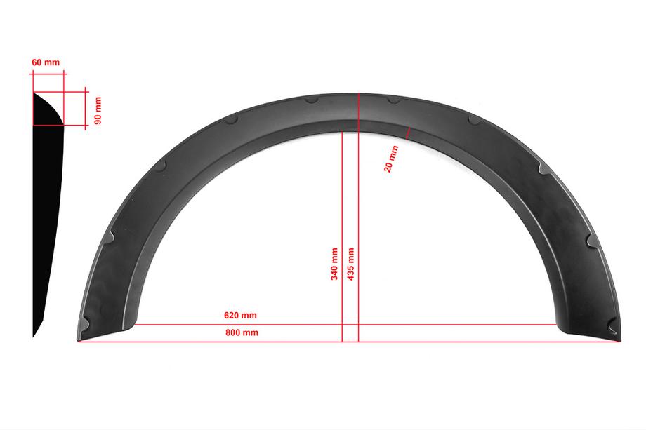 Extensions d'ailes universelles UNIV-033 (4 pcs, plastique ABS, noir) Image