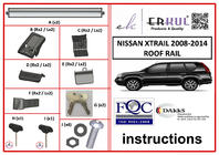 Nissan X-trail T31 2007-2014 Barres de toit pour barres longitudinales intégrées verrouillables WingBar V1 (2 pcs) Noir photo 3