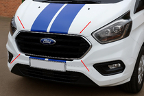 Ford Custom 2013-2022 Couvre-grille de pare-chocs 2018+ (4 pcs, inox) photo 1
