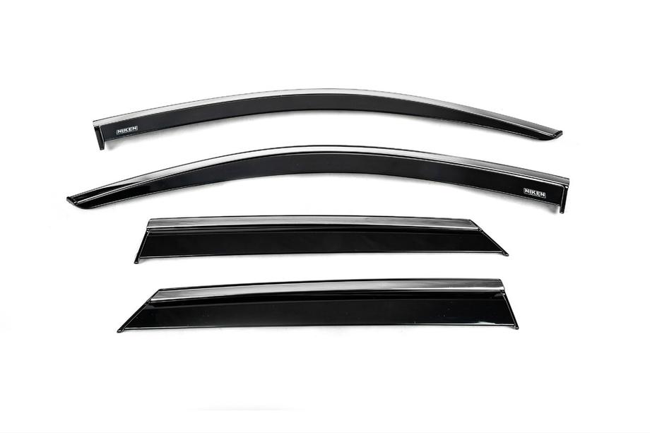 Volkswagen T-Roc 2017-2025 Déflecteurs de Vitres avec Moulure Chromée (4 pcs, Niken) Image