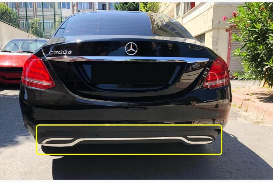 Mercedes C-class W205 2014-2021 Protection de Pare-chocs Arrière V1 Acier Inoxydable Image