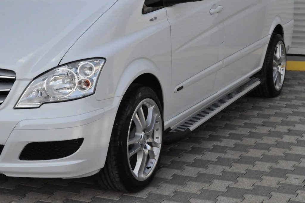 Marchepied TURTLE Pour Mercedes Viano W639 2003-2014 - Version Courte, Gris, Aluminium - Facilite Accès, Antidérapant